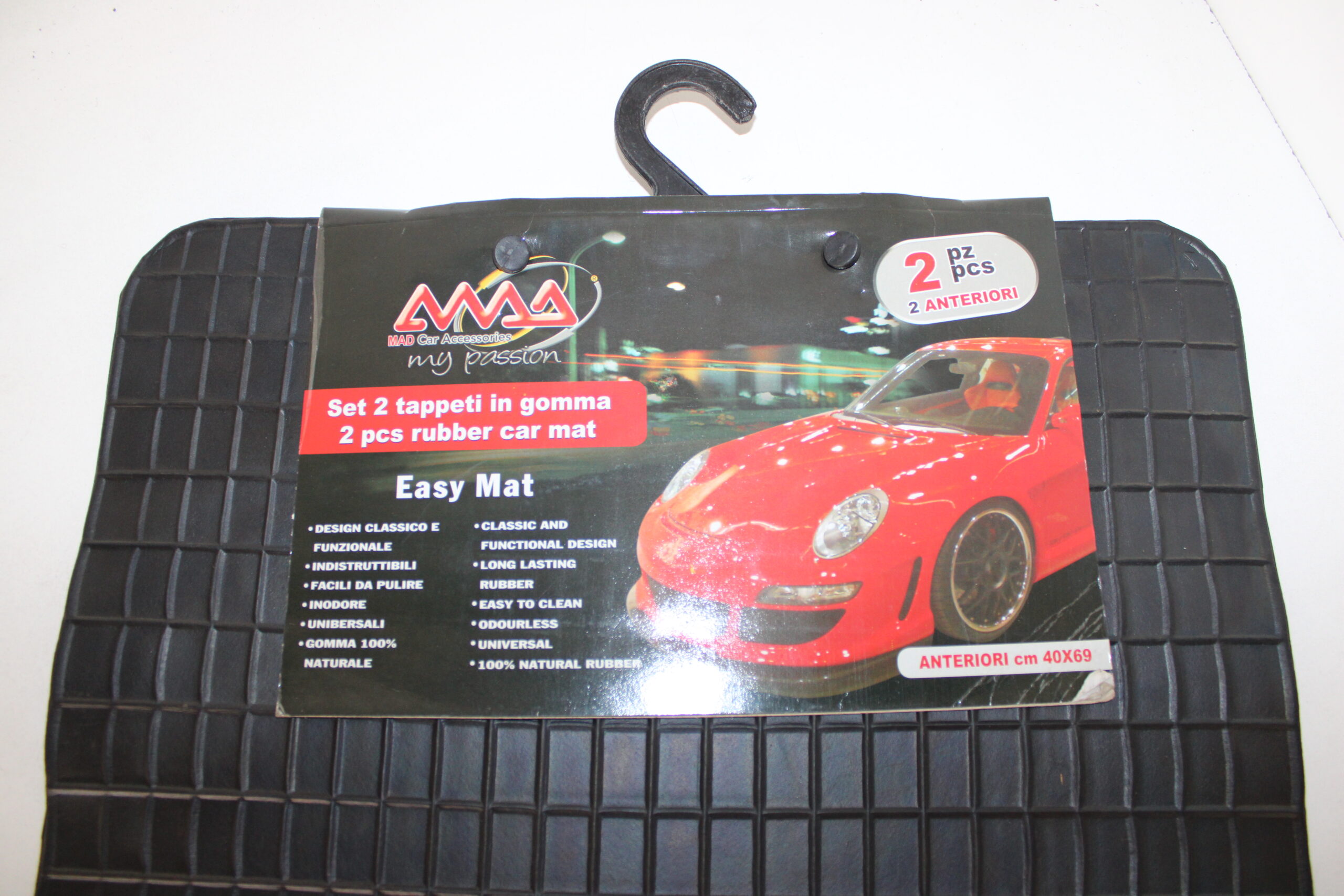 Tappeto auto anteriore in gomma MAD universale nero - immagine 2